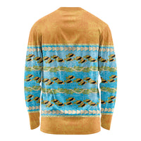 Hawaii Humuhumu Fish Maile Pikake Lei Long Sleeve Shirt Tribal Tapa Orange Version
