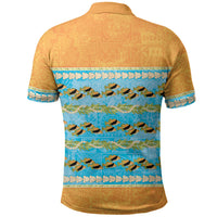 Hawaii Humuhumu Fish Maile Pikake Lei Polo Shirt Tribal Tapa Orange Version