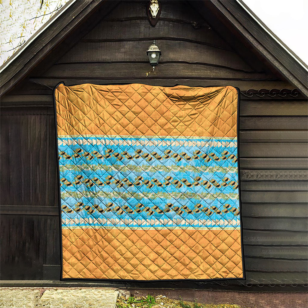 Hawaii Humuhumu Fish Maile Pikake Lei Quilt Tribal Tapa Orange Version