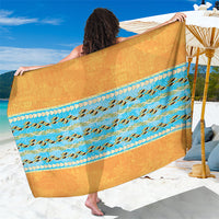 Hawaii Humuhumu Fish Maile Pikake Lei Sarong Tribal Tapa Orange Version
