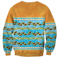 Hawaii Humuhumu Fish Maile Pikake Lei Sweatshirt Tribal Tapa Orange Version