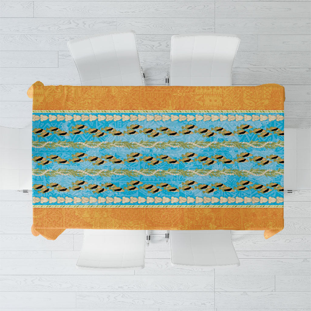 Hawaii Humuhumu Fish Maile Pikake Lei Tablecloth Tribal Tapa Orange Version