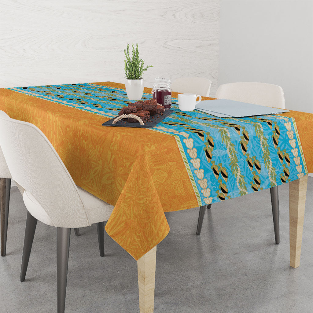 Hawaii Humuhumu Fish Maile Pikake Lei Tablecloth Tribal Tapa Orange Version