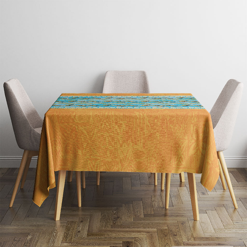 Hawaii Humuhumu Fish Maile Pikake Lei Tablecloth Tribal Tapa Orange Version
