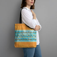 Hawaii Humuhumu Fish Maile Pikake Lei Tote Bag Tribal Tapa Orange Version