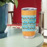 Hawaii Humuhumu Fish Maile Pikake Lei Tumbler Cup Tribal Tapa Orange Version