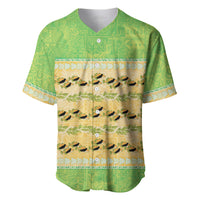 Hawaii Humuhumu Fish Maile Pikake Lei Baseball Jersey Tribal Tapa Green Version