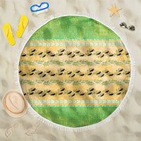 Hawaii Humuhumu Fish Maile Pikake Lei Beach Blanket Tribal Tapa Green Version