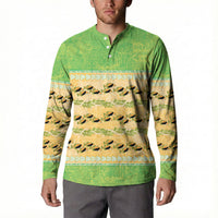 Hawaii Humuhumu Fish Maile Pikake Lei Button Sweatshirt Tribal Tapa Green Version