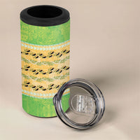 Hawaii Humuhumu Fish Maile Pikake Lei 4 in 1 Can Cooler Tumbler Tribal Tapa Green Version