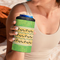 Hawaii Humuhumu Fish Maile Pikake Lei 4 in 1 Can Cooler Tumbler Tribal Tapa Green Version