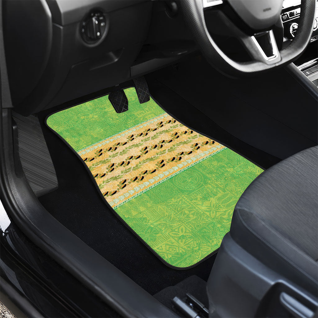 Hawaii Humuhumu Fish Maile Pikake Lei Car Mats Tribal Tapa Green Version