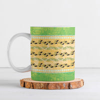 Hawaii Humuhumu Fish Maile Pikake Lei Ceramic Mug Tribal Tapa Green Version