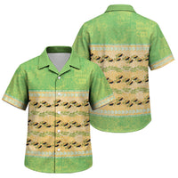 Hawaii Humuhumu Fish Maile Pikake Lei Family Matching Puletasi and Hawaiian Shirt Tribal Tapa Green Version