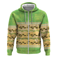 Hawaii Humuhumu Fish Maile Pikake Lei Hoodie Tribal Tapa Green Version