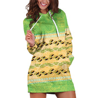 Hawaii Humuhumu Fish Maile Pikake Lei Hoodie Dress Tribal Tapa Green Version