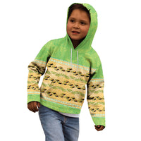 Hawaii Humuhumu Fish Maile Pikake Lei Kid Hoodie Tribal Tapa Green Version