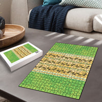 Hawaii Humuhumu Fish Maile Pikake Lei Puzzle Tribal Tapa Green Version