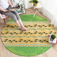 Hawaii Humuhumu Fish Maile Pikake Lei Round Carpet Tribal Tapa Green Version