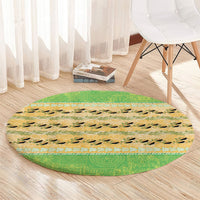 Hawaii Humuhumu Fish Maile Pikake Lei Round Carpet Tribal Tapa Green Version