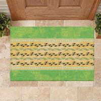 Hawaii Humuhumu Fish Maile Pikake Lei Rubber Doormat Tribal Tapa Green Version
