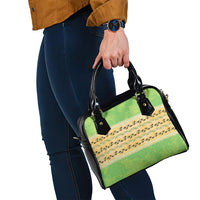 Hawaii Humuhumu Fish Maile Pikake Lei Shoulder Handbag Tribal Tapa Green Version