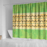 Hawaii Humuhumu Fish Maile Pikake Lei Shower Curtain Tribal Tapa Green Version