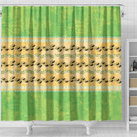 Hawaii Humuhumu Fish Maile Pikake Lei Shower Curtain Tribal Tapa Green Version
