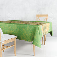 Hawaii Humuhumu Fish Maile Pikake Lei Tablecloth Tribal Tapa Green Version