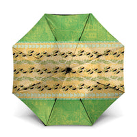 Hawaii Humuhumu Fish Maile Pikake Lei Umbrella Tribal Tapa Green Version