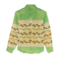 Hawaii Humuhumu Fish Maile Pikake Lei Women Casual Shirt Tribal Tapa Green Version