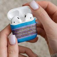 Hawaii Humuhumu Fish Maile Pikake Lei AirPods Case Tribal Tapa Blue Version