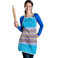 Hawaii Humuhumu Fish Maile Pikake Lei Apron Tribal Tapa Blue Version