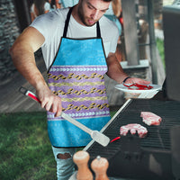Hawaii Humuhumu Fish Maile Pikake Lei Apron Tribal Tapa Blue Version
