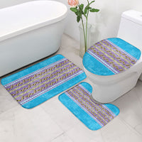 Hawaii Humuhumu Fish Maile Pikake Lei Bathroom Set Tribal Tapa Blue Version