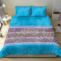 Hawaii Humuhumu Fish Maile Pikake Lei Bedding Set Tribal Tapa Blue Version