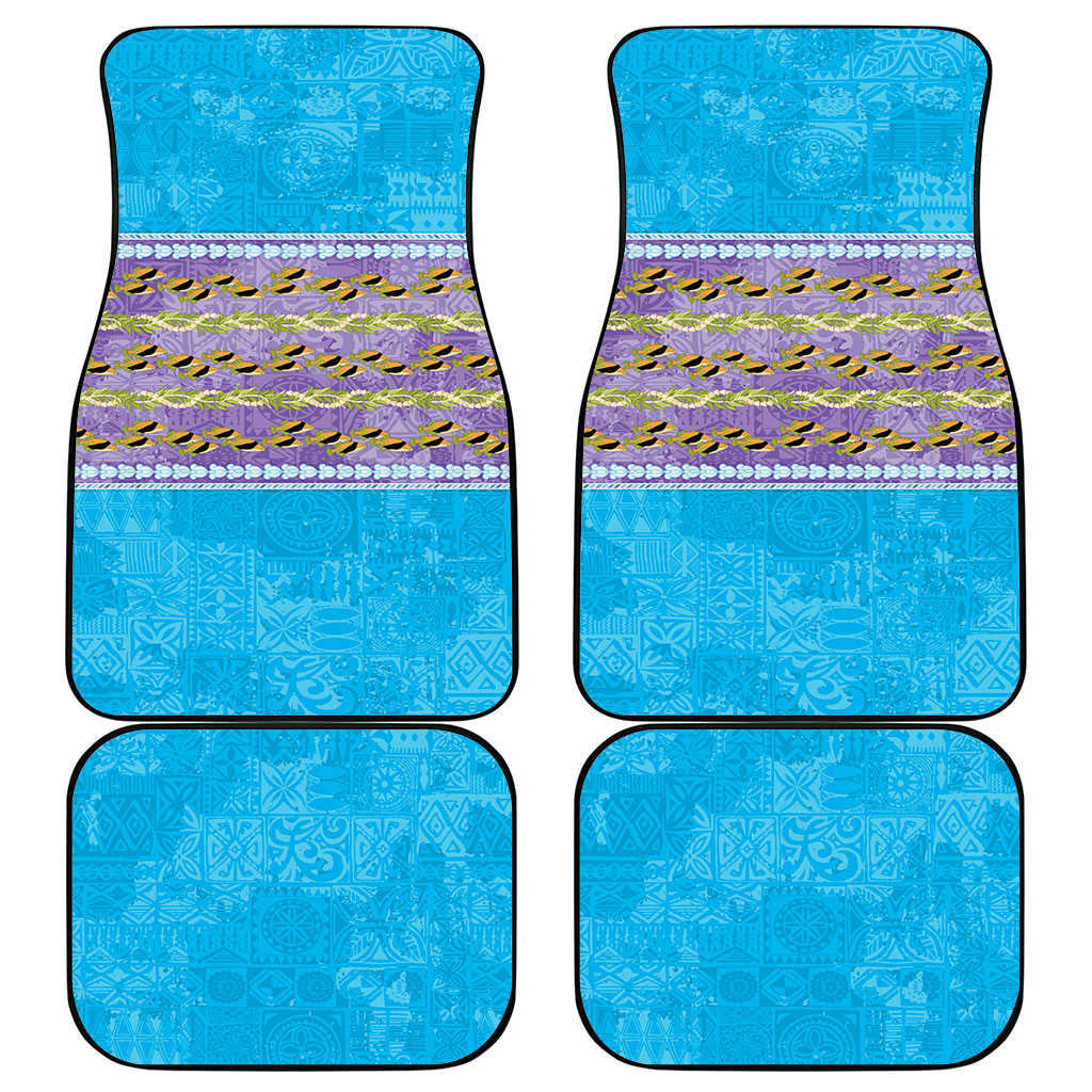 Hawaii Humuhumu Fish Maile Pikake Lei Car Mats Tribal Tapa Blue Version