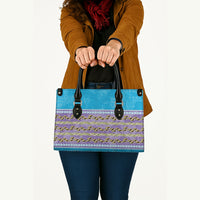 Hawaii Humuhumu Fish Maile Pikake Lei Leather Bag Tribal Tapa Blue Version