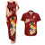 Personalized Tonga Couples Matching Tank Maxi Dress and Hawaiian Shirt Coat Of Arms Plumeria With Ngatu Pattern LT05 Red - Polynesian Pride
