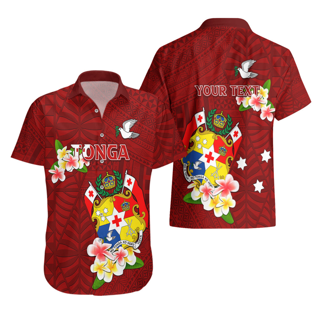 Personalized Tonga Hawaiian Shirt Coat Of Arms Plumeria With Ngatu Pattern LT05 - Polynesian Pride