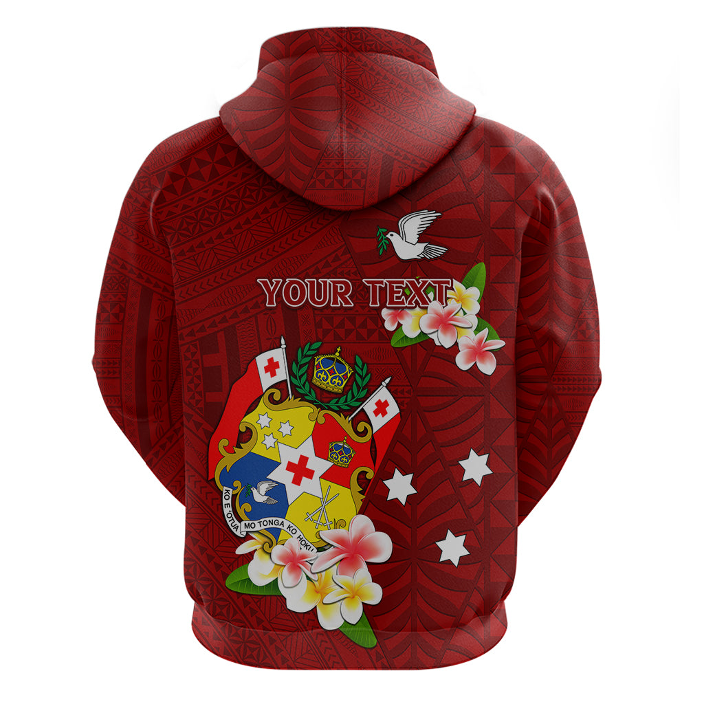 Personalized Tonga Hoodie Coat Of Arms Plumeria With Ngatu Pattern LT05 - Polynesian Pride