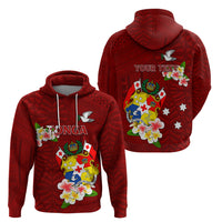Personalized Tonga Hoodie Coat Of Arms Plumeria With Ngatu Pattern LT05 - Polynesian Pride