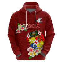 Personalized Tonga Hoodie Coat Of Arms Plumeria With Ngatu Pattern LT05 - Polynesian Pride