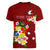 Personalized Tonga Women V Neck T Shirt Coat Of Arms Plumeria With Ngatu Pattern LT05 - Polynesian Pride