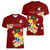 Personalized Tonga Women V Neck T Shirt Coat Of Arms Plumeria With Ngatu Pattern LT05 - Polynesian Pride
