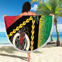 Happy Vanuatu Constitution Day Beach Blanket Flag Style With Sand Drawing Pattern