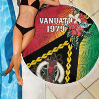 Happy Vanuatu Constitution Day Beach Blanket Flag Style With Sand Drawing Pattern