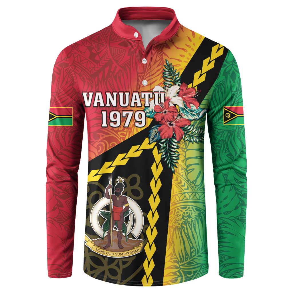 Happy Vanuatu Constitution Day Button Sweatshirt Flag Style With Sand Drawing Pattern LT05 Red - Polynesian Pride