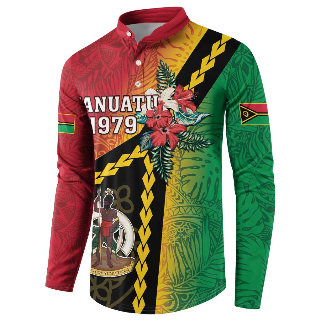 Happy Vanuatu Constitution Day Button Sweatshirt Flag Style With Sand Drawing Pattern LT05 - Polynesian Pride