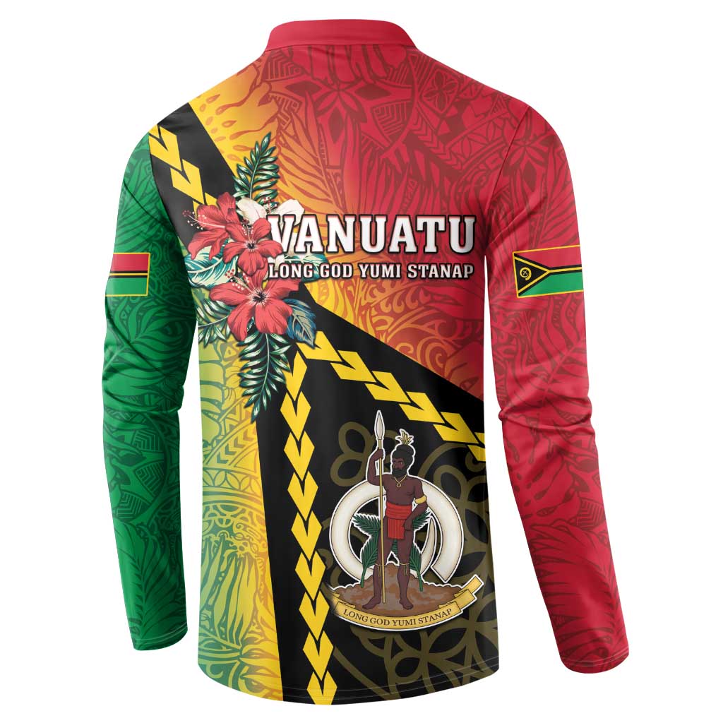 Happy Vanuatu Constitution Day Button Sweatshirt Flag Style With Sand Drawing Pattern LT05 - Polynesian Pride